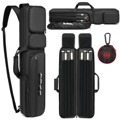 Pool Cue Case 4x4 Soft Padded Pool Stick CasePool Stick Case with Multiple Pockets Holds 4 Butts 4 Shafts Soft Padded Sturdy Pool Cue Bag Billiard Cue Backpack with Adjustable Shoulder Straps