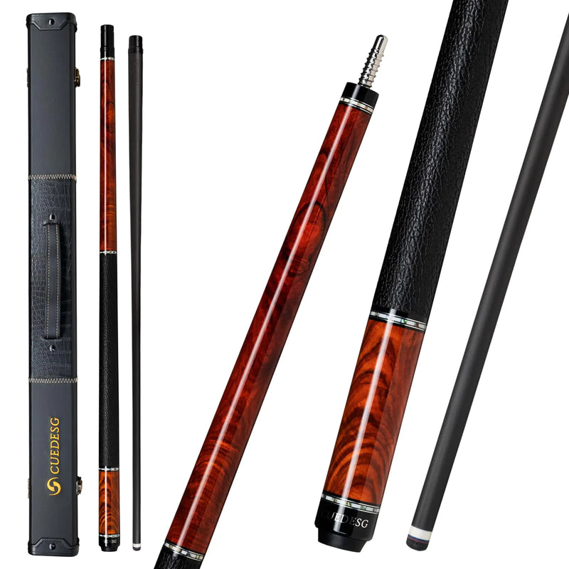 CUEDESG Carbon Fiber Pool Cue Stick 10.5mm/11.8mm/12.5mmLow Deflection Pool Stick with Rare Wood ButtProfessional Cue Stick with Box Case(Cocobolo_11.8mm)