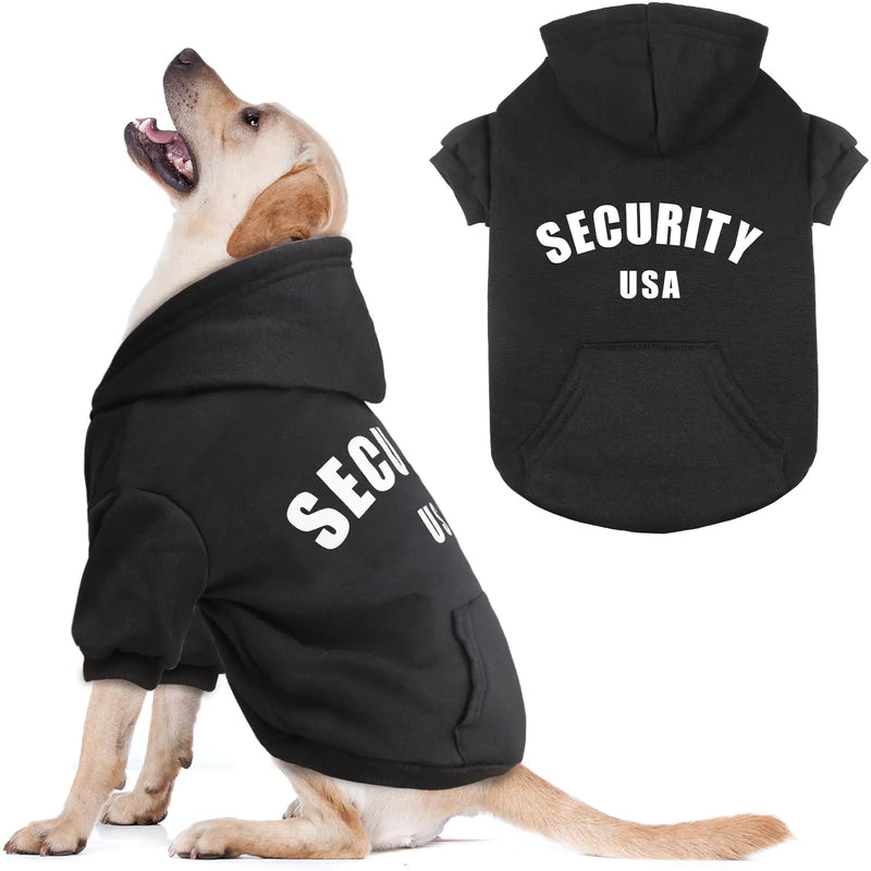 Security Dog Hoodie Warm Cozy Brushed Fleece Interior Dog Clothes Dog Hoodie with Pocket Dog Sweatshirt Dog Sweaters for Medium Dogs(M)