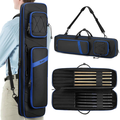 BOSSTIN Pool Cue Case 5x5 Pool Stick Billiard Cue Accessories Soft Padded Bag Case (Blue)