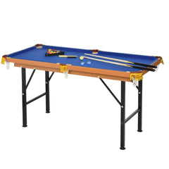 Soozier 55" Portable Folding Billiards Table Game Pool Table for Whole Family Number Use with Cues Ball Rack Chalk Blue